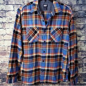 Lands End Multicolor Cotton Flannel Plaid Shirt Jacket Shacket Size L